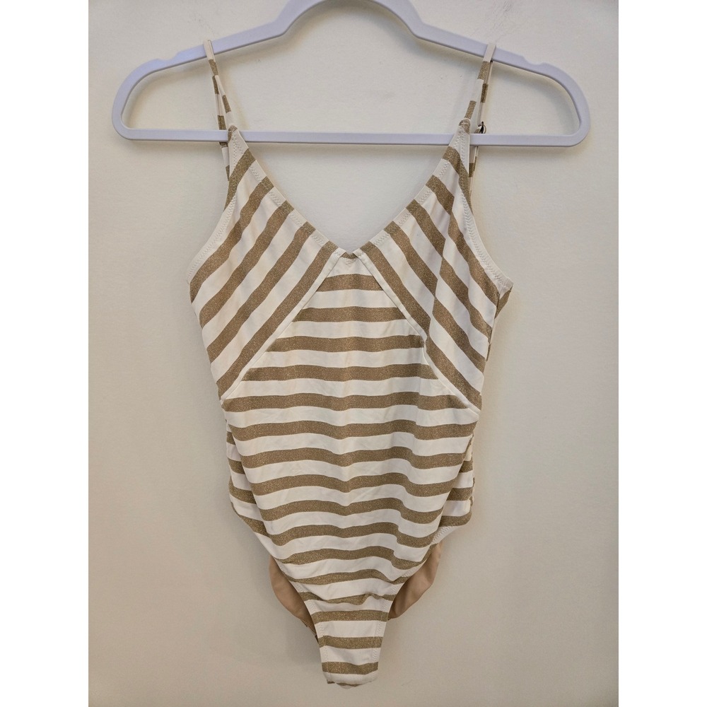 Spell & The Gypsy Collective Gold Stripe OnePiece Swimsuit Medium Boho Beachwear